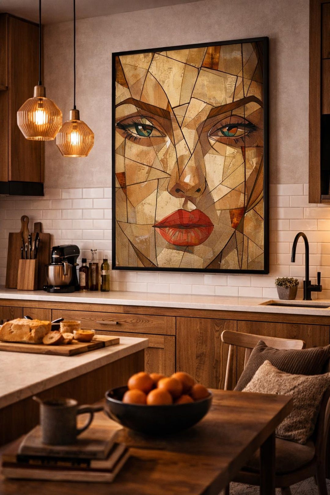 Abstract Geometric Woman Portrait Poster, Modern Colourful Wall Art ...