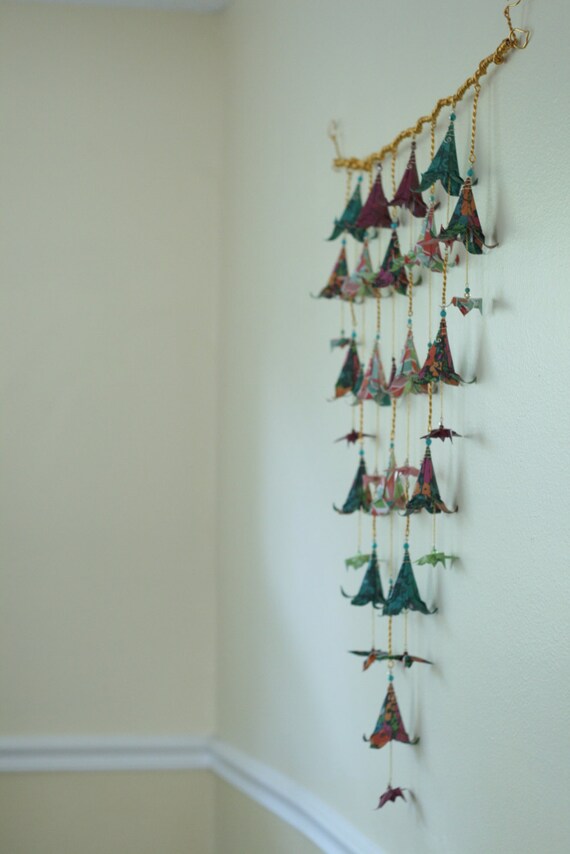 Origami Garland Lilies And Hummingbirds Hanging Decor Etsy