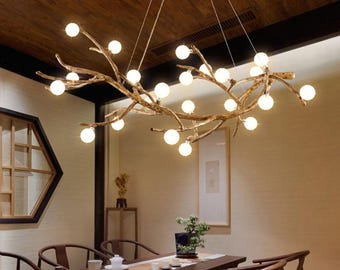 Lámpara de araña nórdica con forma de rama de árbol, lámpara colgante industrial vintage para techo, decoración minimalista bohemia de lujo para el hogar.