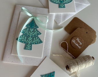 File per stampa 3D | Set natalizio da 6 pezzi | Palline di Natale, stelle e alberi di Natale, motivi floreali | STL 3MF | Design floreale | Natale invernale | Fronte del biglietto