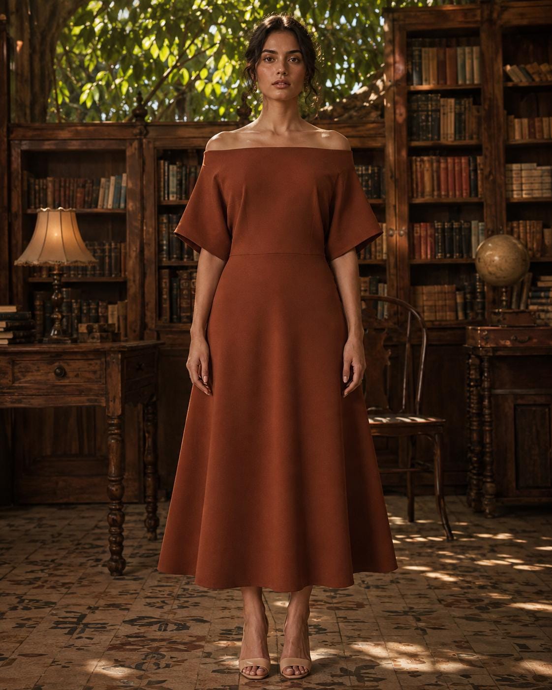 earth tone formal dress Wedding Guest fabric_opaline