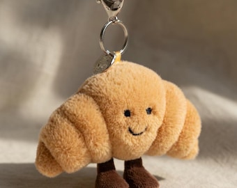 Jellycat Süßer Croissant Plüsch Anhänger | Essen Plüschtier | weiche ästhetische Taschenanhänger | Geschenk für Sie | Süßes Plüschtier