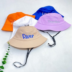 Handcrafted Embroidered Bucket Hat,Personalized Outdoor Hat for Hiking & Travel,Custom Kids' Sun Hat,Special Keepsake Baby Gift