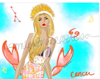 Fashion Illustration Cancer Zodiac By Emily Brickel Edelson