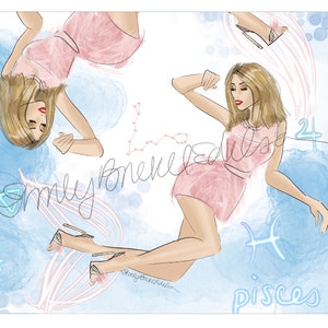 Fashion Illustration Pisces Zodiac By Emily Brickel Edelson