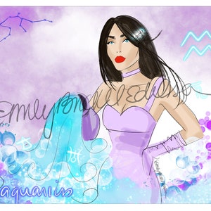 Fashion Illustration Aquarius Zodiac By Emily Brickel Edelson