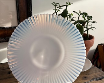 Macbeth-Evans Petalware Monax Depression Glass Chop Plate | 11–12" Salver | 1930s American Pressed Glass | White Opalescent