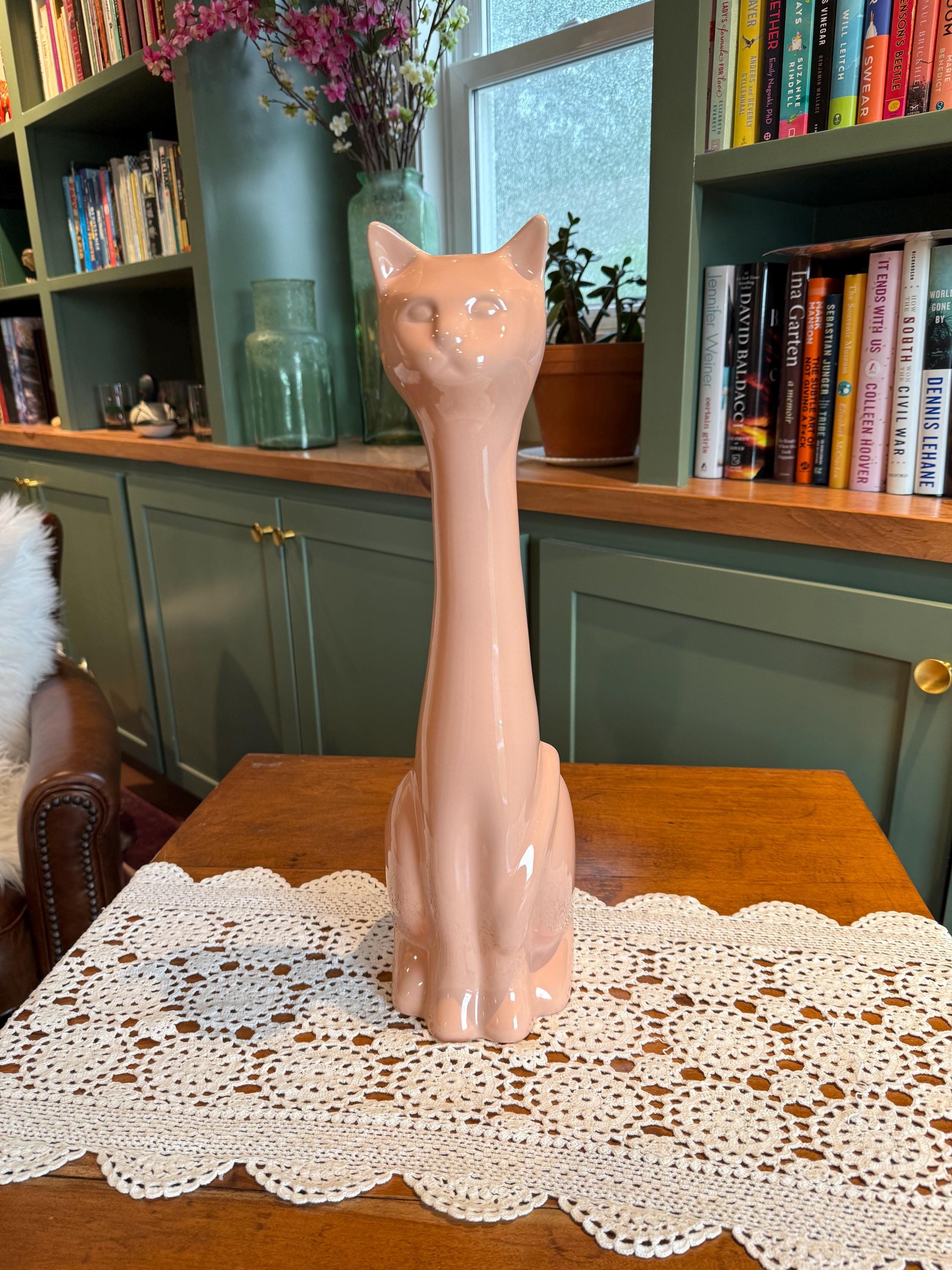 Pink Ceramic Cat Vintage - Etsy