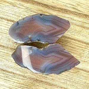 Hand Polished Alimajo Malawi Agate Baby Pair - Matching Halves pink & Purple Banded Agate Specimen