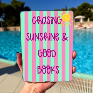 Funda para lector electrónico a rayas con inserto para entusiastas de la lectura, cita inspiradora sobre la luz del sol, idea de regalo para lectores empedernidos, accesorio para bibliófilos, regalo para Kindle.