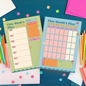 Pastelkleur Planner Bundel Dagelijks Wekelijks Maandelijks Leraar Waardering Cadeau Briefpapier Schattig Bureauopberger Productiviteitssysteem Tijdmanagement afbeelding 2