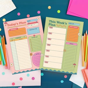 Pastel Planner Bundle Daily Weekly Monthly Teacher Appreciation Gift Stationary Cute Desk Organizer Productivity System Time Management