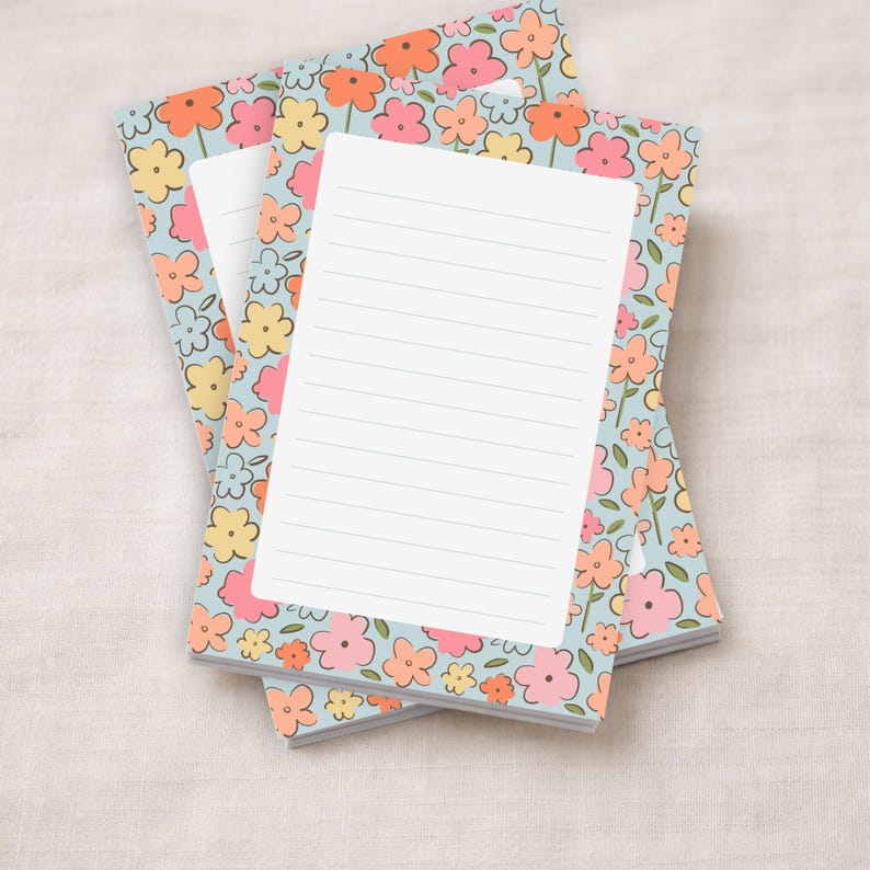 Retro Floral Notepad Vintage Botanical Stationery Lined Writing Pad ...