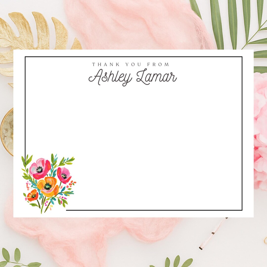 Personalized Floral Notecards | Watercolor Stationery | Coastal ...