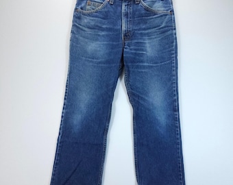 VTG 90s Levi 517 Mens 32x24 Blue Orange Tab Straight Leg Jeans USA Made Fade