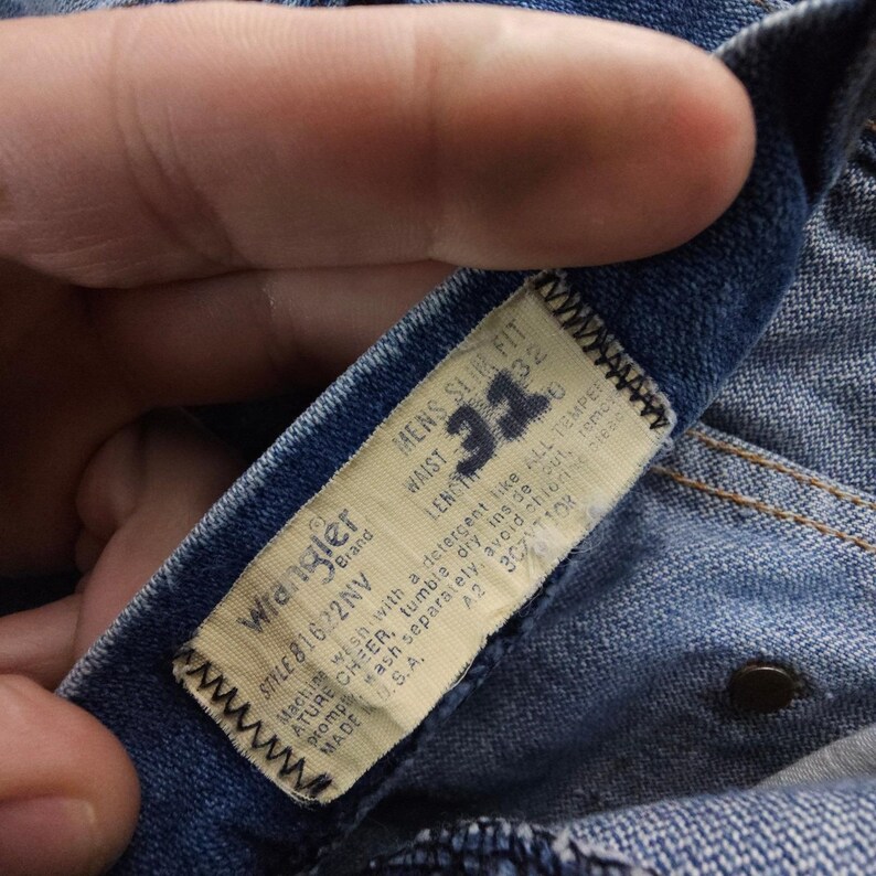 VTG Y2K Wrangler Jeans Mens 32x32 Blue Slim Fit Straight Leg Western Made in USA image 16