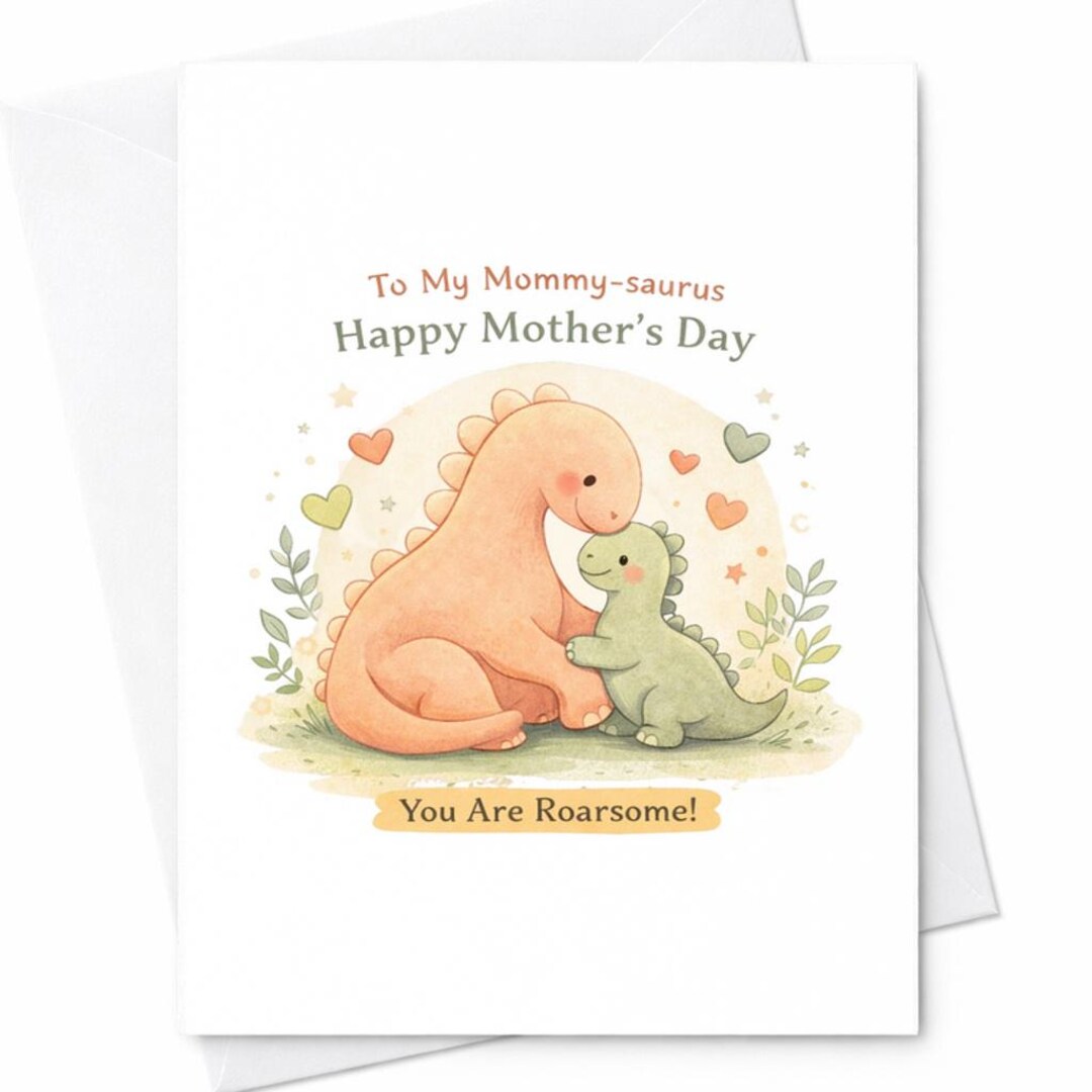 Mommy Saurus Mother's Day Card Cute Dinosaur Mom Card Roarsome Mom Gift ...