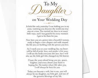 娘へ、結婚式当日のお祝いカード　親から花嫁への心温まる結婚祝いカード　感動的な結婚記念品 C3008