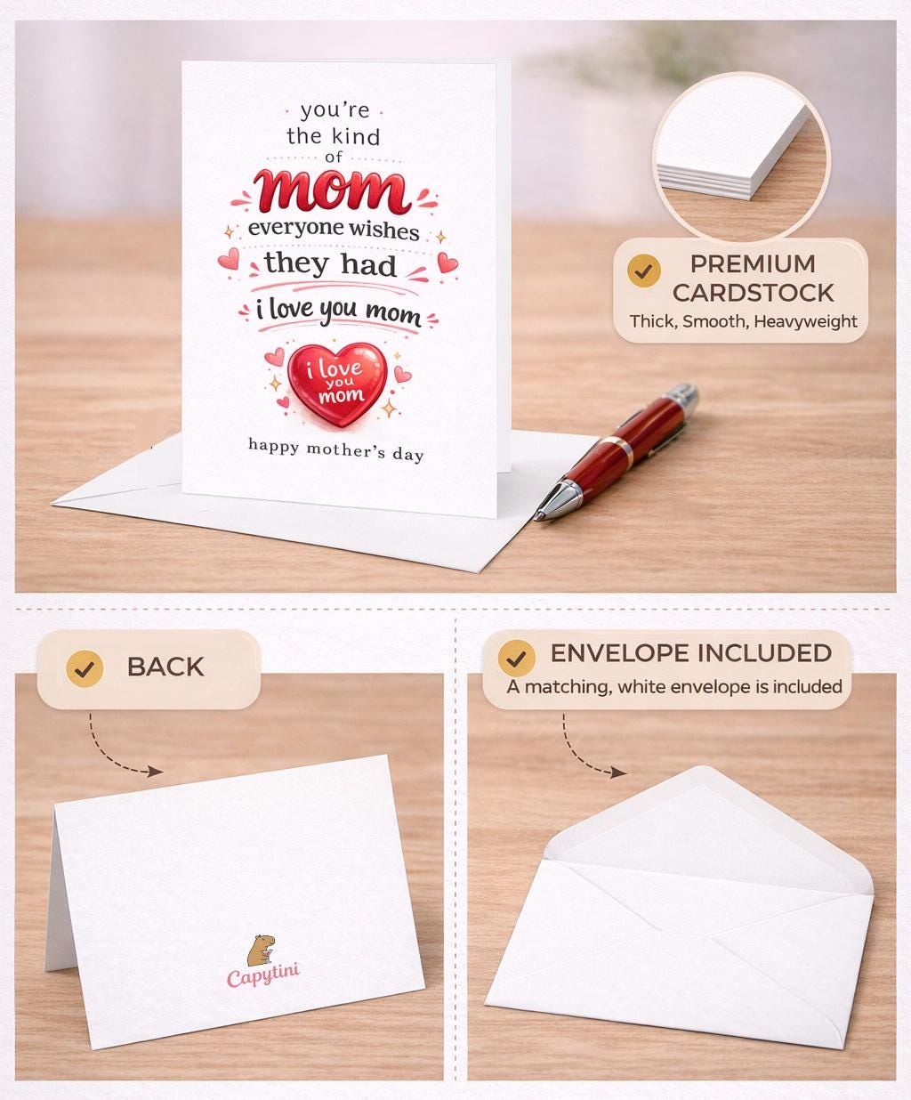 Sweet Mom Card I Love You Mom Card Heartfelt Mothers Day Card ...