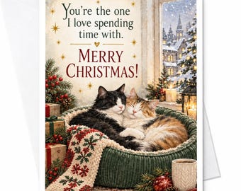 あなたと一緒に過ごすのが一番好き。メリークリスマス！かわいいクリスマスカード 猫好きのための心温まるホリデーグリーティング C8714