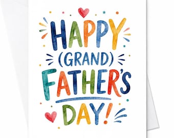 Happy Grand Fathers Day Card Grandpa Fathers Day Card From Grandkids Grandchildren Watercolor Grandpa C1566