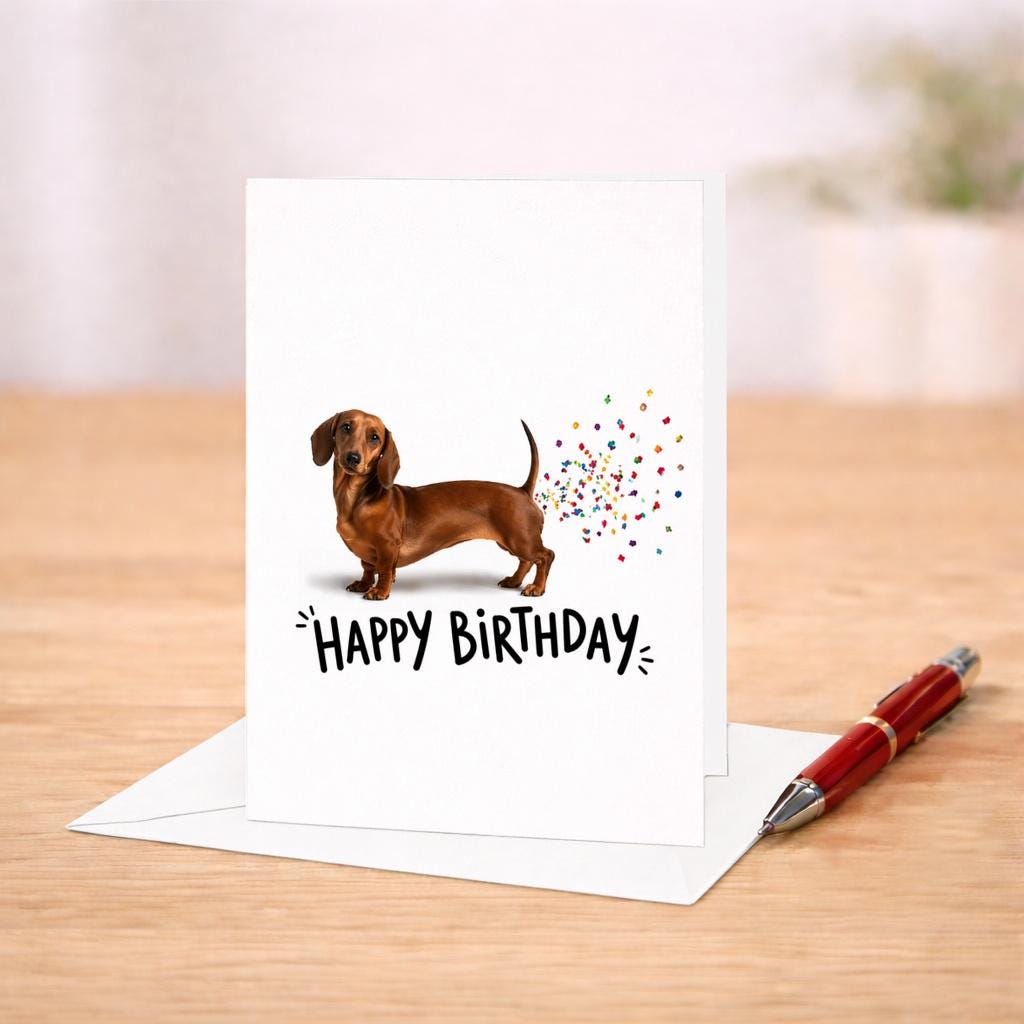 Funny Dachshund Birthday Card Happy Birthday Dog Card Sausage Dog Humor ...