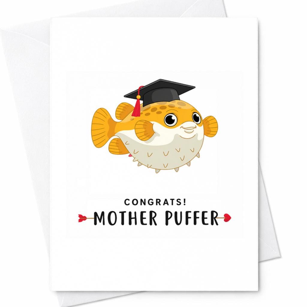 Funny Puffer Fish Graduation Card Congrats Mother Puffer Cute Sea ...