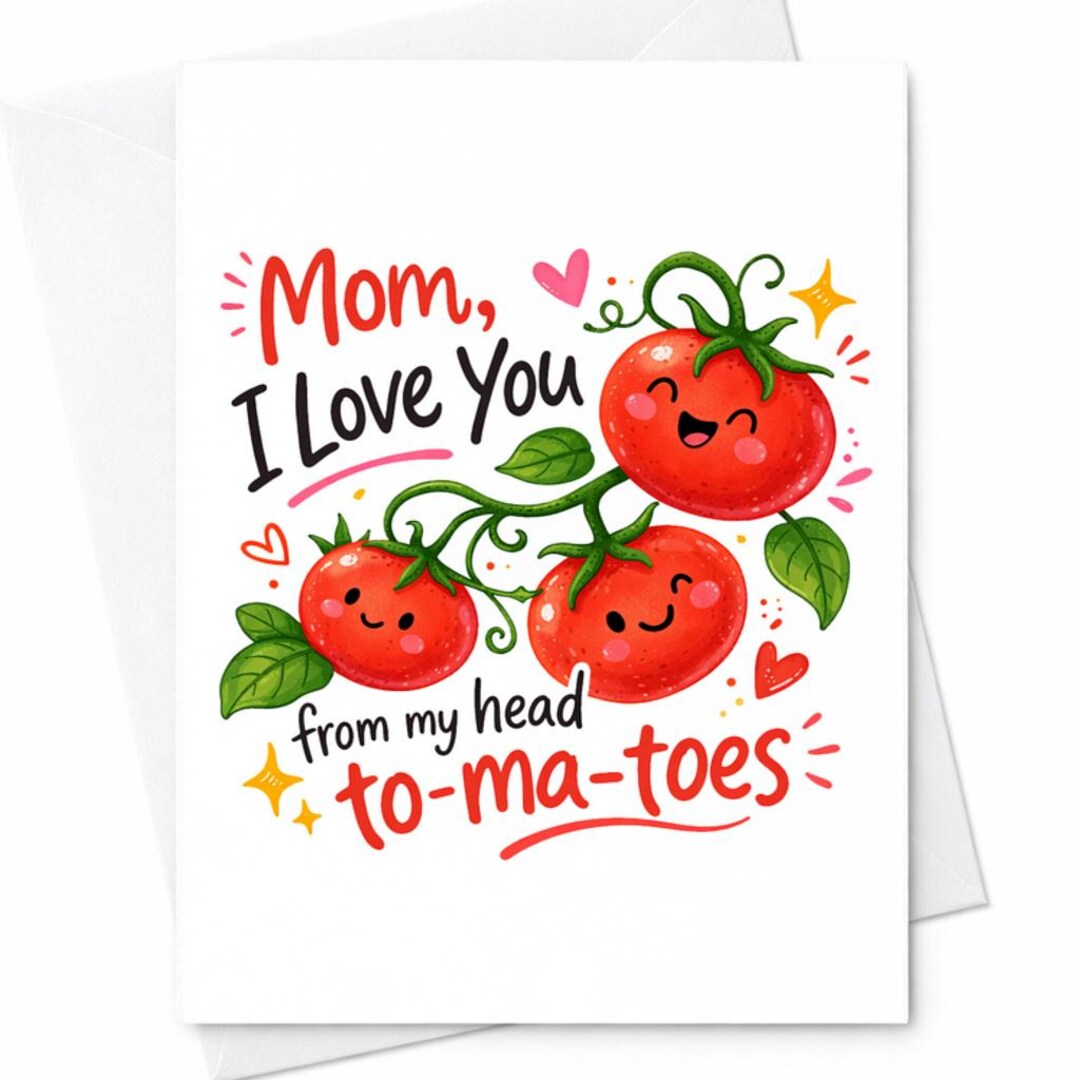 Tomatoes Pun Mom Card I Love You From My Head To-ma-toes Cute Funny ...