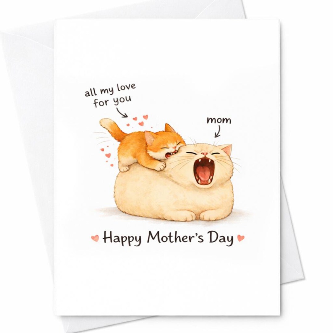 All My Love for You Mom Card Funny Mothers Day Cat Card Cute Kitten ...