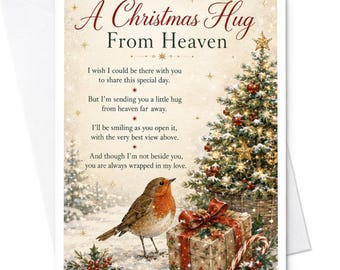 A Christmas Hug From Heaven Sympathy Card Christmas Remembrance Card For Loved Ones Holiday Greeting Card Sentimental C5449