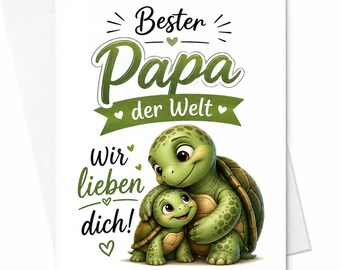 Bester Papa Der Welt Wir Lieben Dich Fathers Day Card German Dad Card Turtle Papa Card From Wife Kids C1554