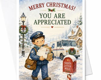 Fijne Kerst! Je wordt gewaardeerd. Kerstkaart ter waardering van de postbode. Kerstgroet voor postmedewerkers C4574