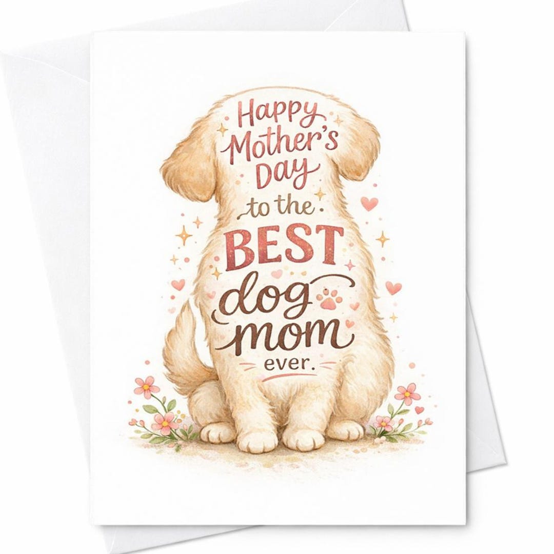 Best Dog Mom Mothers Day Card Cute Puppy Floral Happy Mothers Day Dog ...