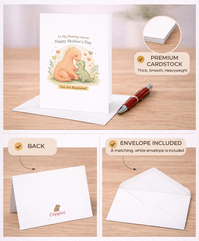 Mommy Saurus Mother's Day Card Cute Dinosaur Mom Card Roarsome Mom Gift ...
