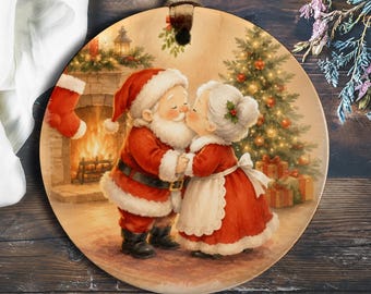 Kerstornament met de Kerstman en Kerstvrouw, schattige kerstdecoratie, feestelijke boomversiering, vintage stijl, kerstcadeau O930