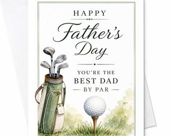 Happy Father's Day You're The Best Dad By Par Golf Vaderdag Card Funny Golf Dad Card From Wife Kids C1556