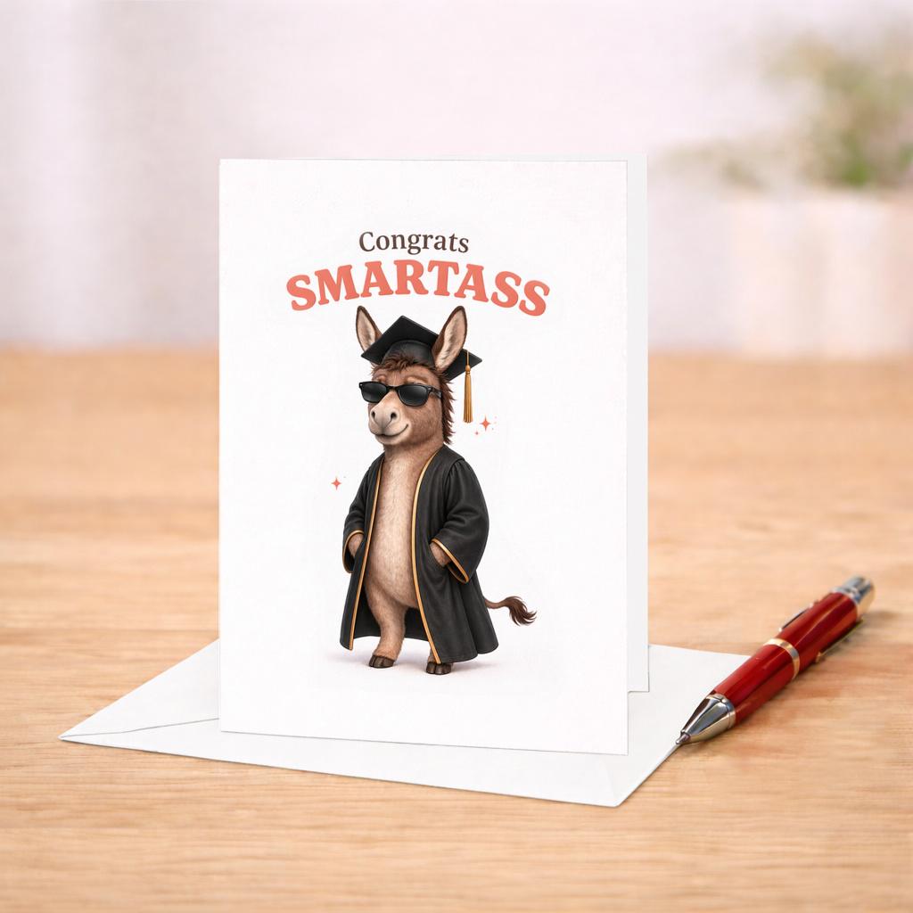 Congrats Smartass Funny Graduation Card Donkey Graduate Card Humorous ...