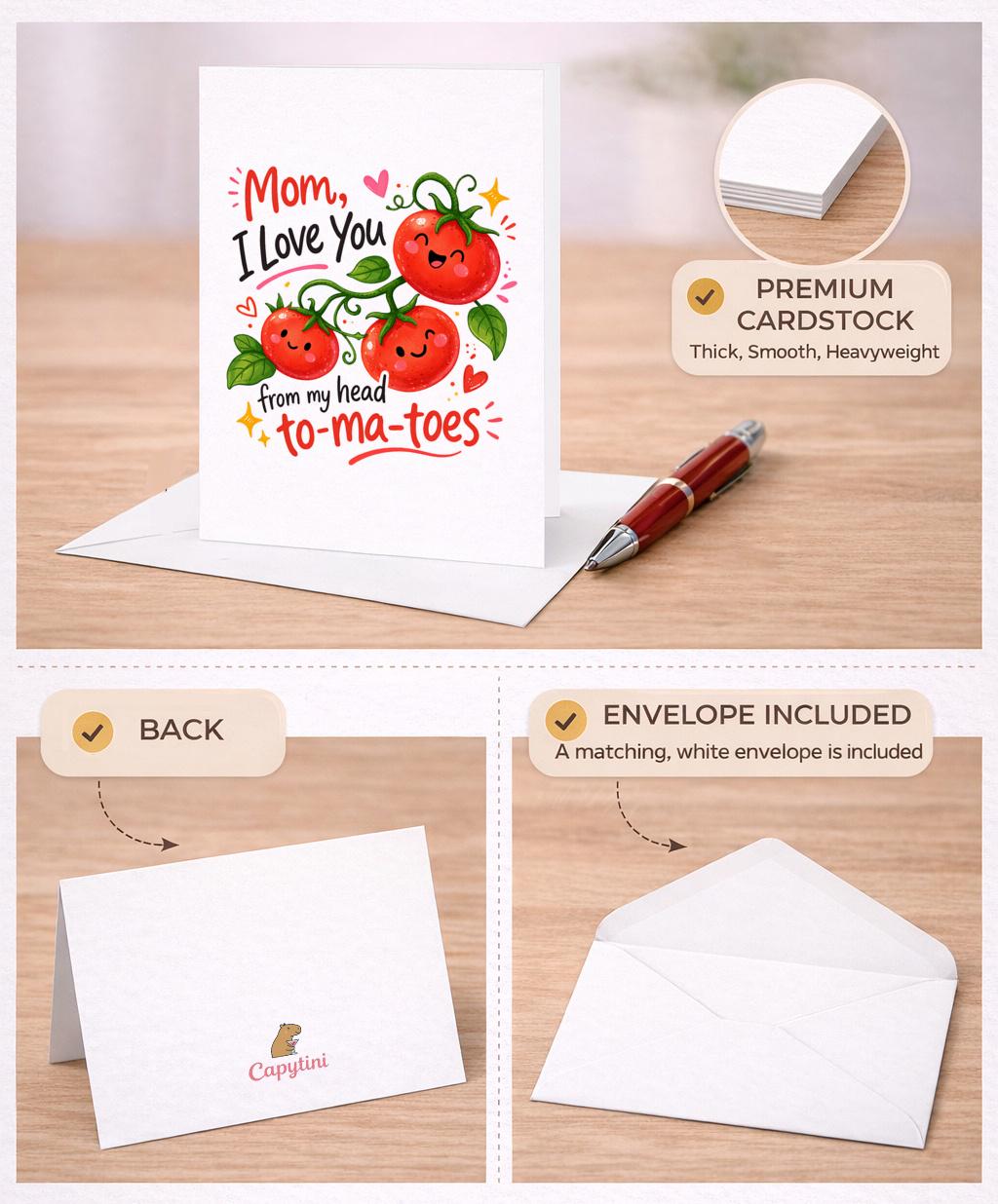 Tomatoes Pun Mom Card I Love You From My Head To-ma-toes Cute Funny ...