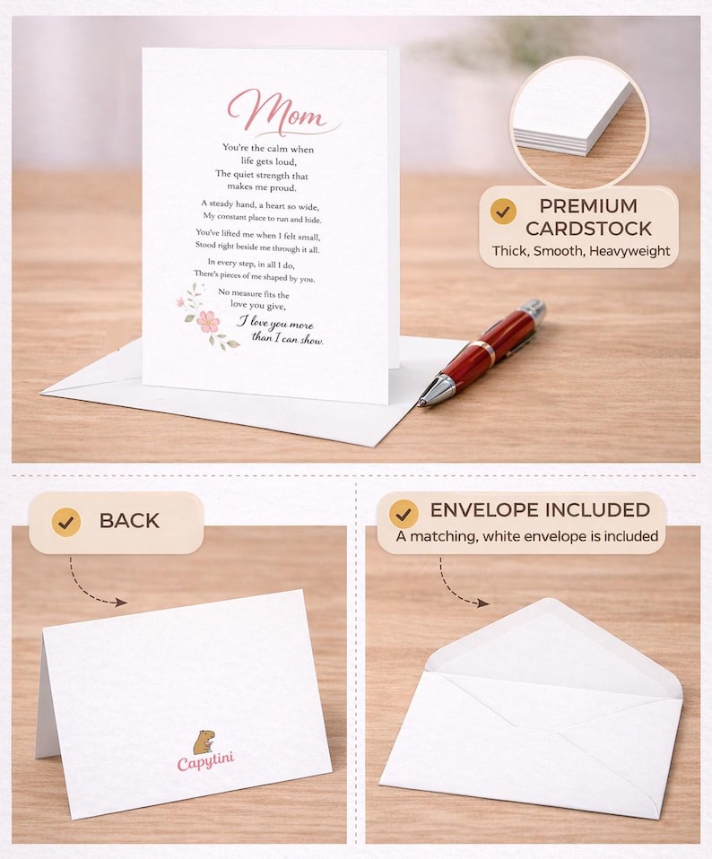 Mom Poem Card Emotional Mothers Day Card Heartfelt Mom Poem I Love You ...