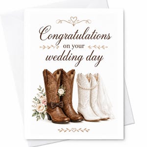 Congratulations On Your Wedding Day Card Rustic Cowboy Boots Wedding Card For Couple Bride Groom Romantic Country Theme C3058