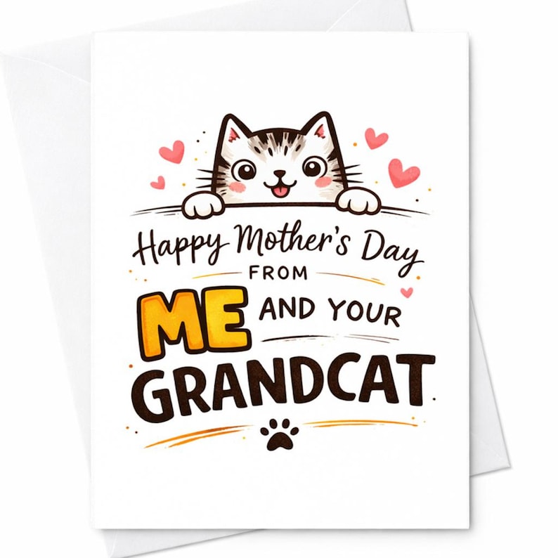 Funny Grandcat Mothers Day Card From Me and Your Grandcat Cat Lover ...