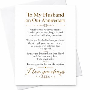 Biglietto di anniversario per mio marito Biglietto di anniversario romantico per il marito Ti amo per sempre Biglietto sentimentale per lui C2939