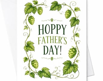 Biglietto di auguri per la festa del papà con birra luppolata, divertente biglietto per papà birra, biglietto del birrificio Hop Plant da parte di figli e moglie C1560