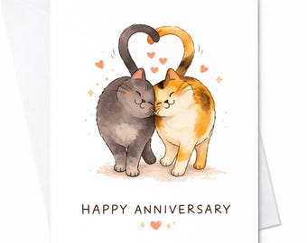 Cute Cat Anniversary Card Romantic Cat Couple Love Card Happy Anniversary Card For Partner Wife Husband Girlfriend Boyfriend Gift C381