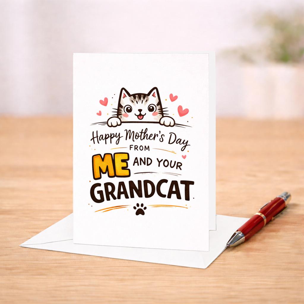 Funny Grandcat Mothers Day Card From Me and Your Grandcat Cat Lover ...