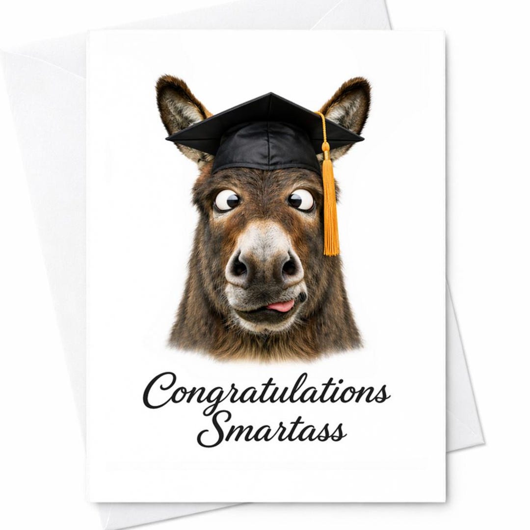 Congratulations Smartass Graduation Card Funny Donkey Grad Card Humor ...