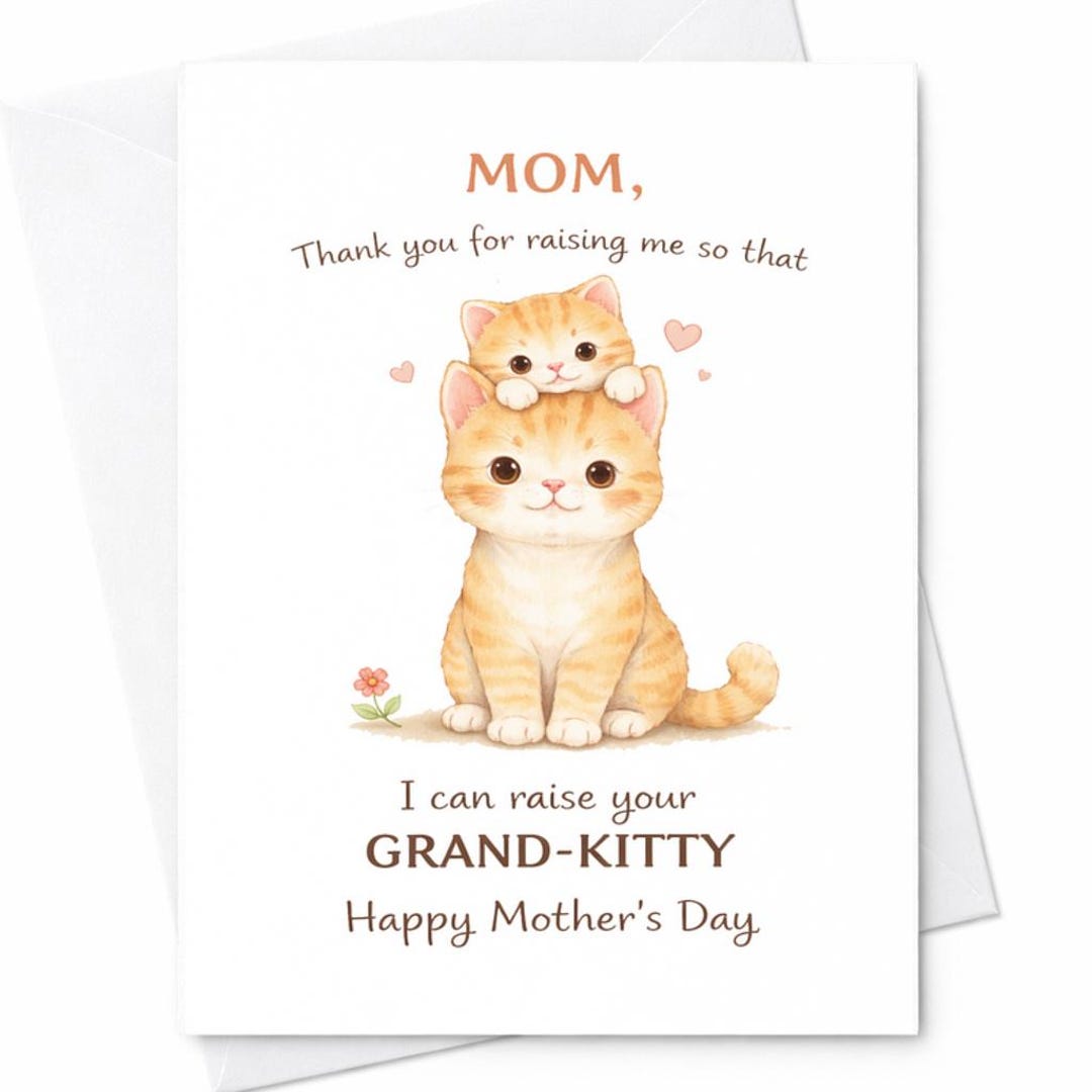 Funny Cat Mom Mothers Day Card Grand Kitty Cute Kitten Gift Card From ...