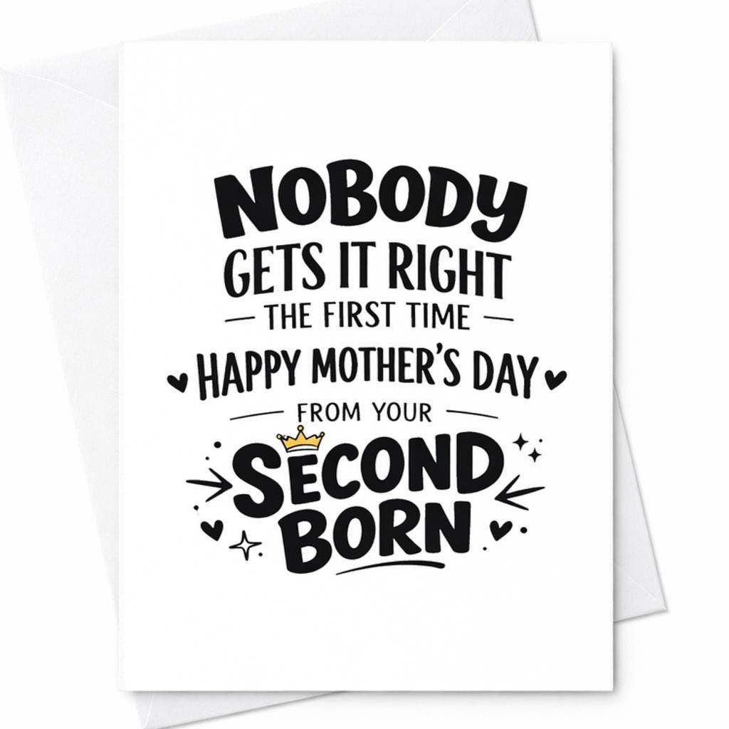 Second Born Mothers Day Card for Mom From Your Second Child Nobody Gets ...