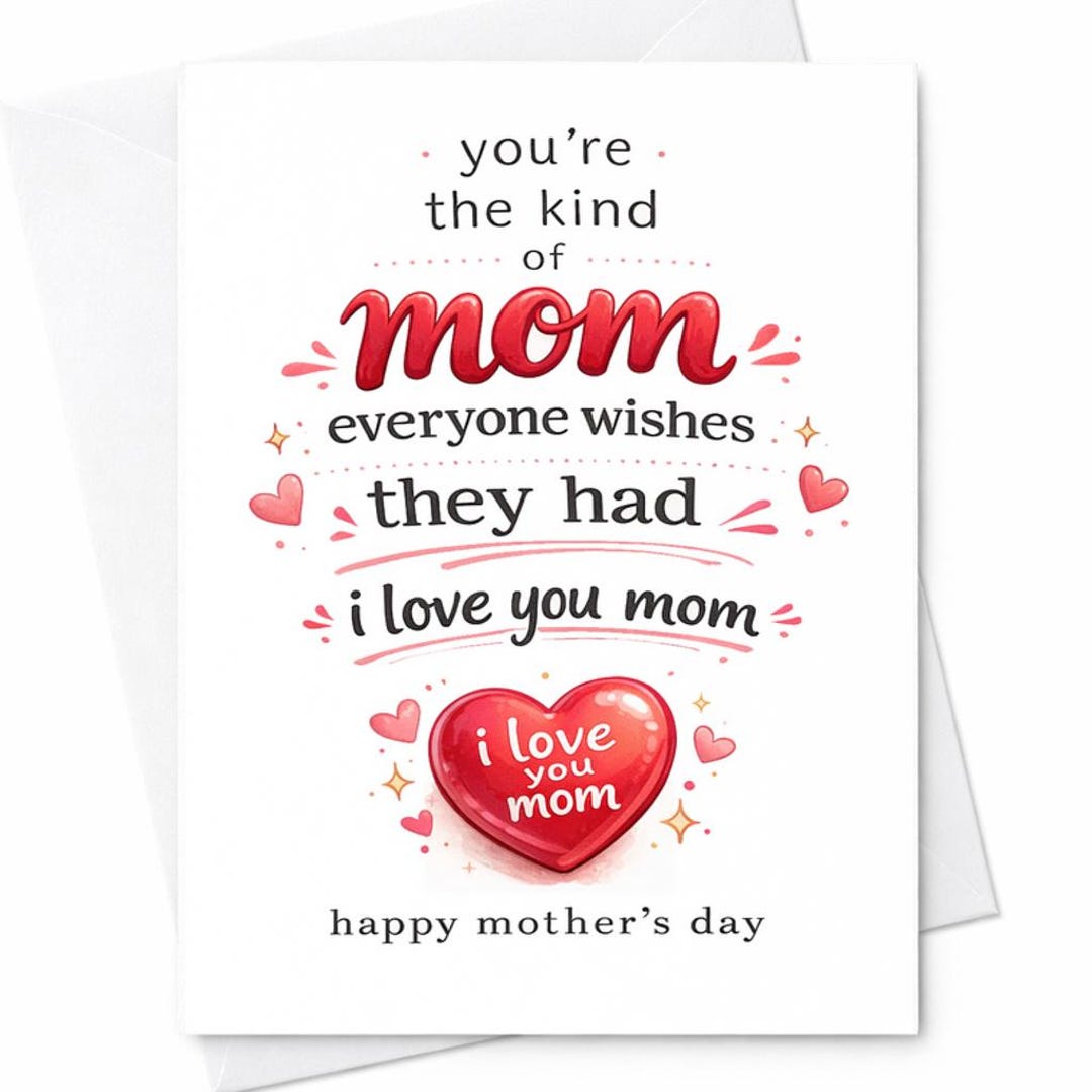 Sweet Mom Card I Love You Mom Card Heartfelt Mothers Day Card ...