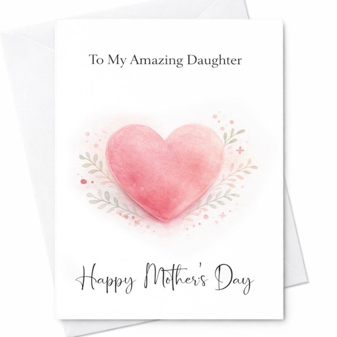 Daughter to Mom Mothers Day Card Sweet Daughter Gift Heart Card From ...